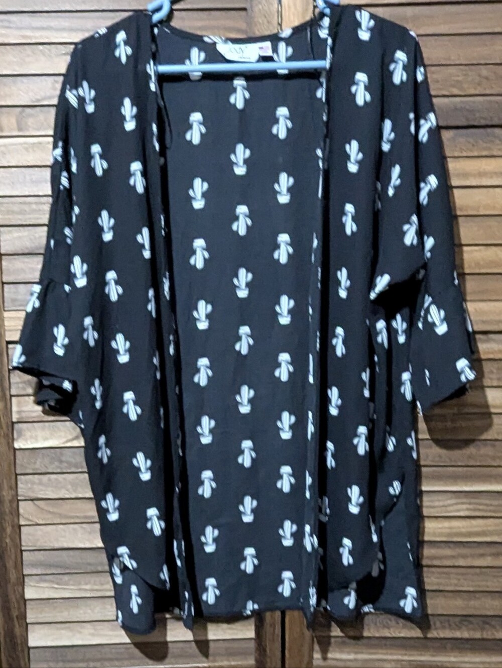 🌵 Jody California Cactus Print Open Front Kimono Cardigan - Black & White 🌵